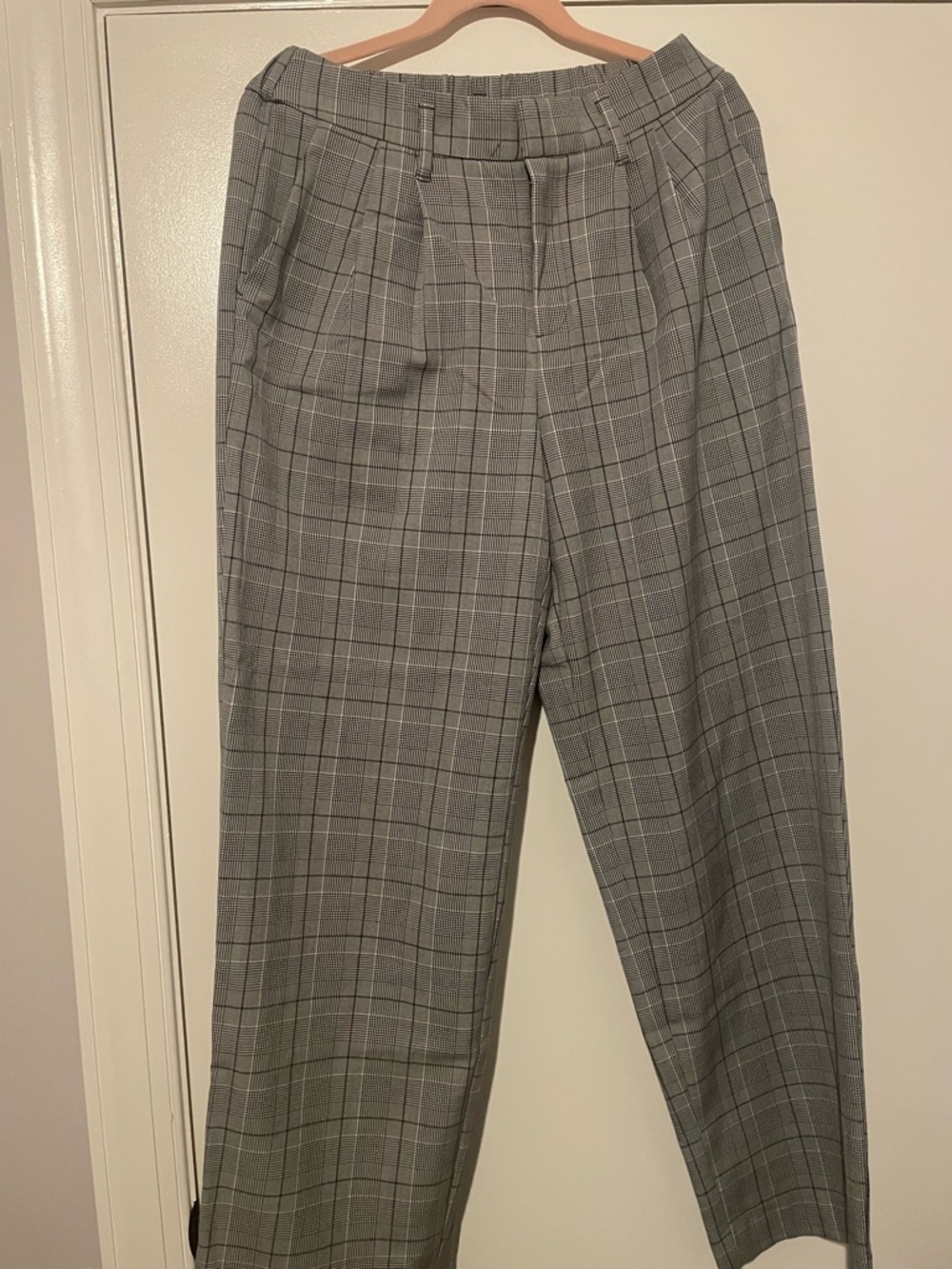 a new day Women's Black and White Plaid Wide Leg Pants